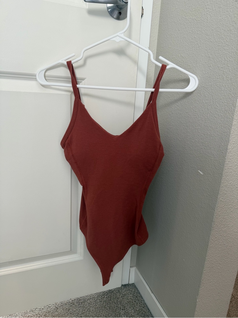 Rust Red V-Neck Bodysuit